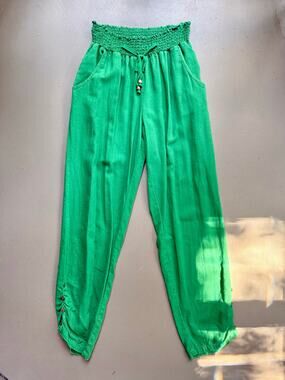 Ci Sono Size Small Green Boho Resortwear Beach Pants